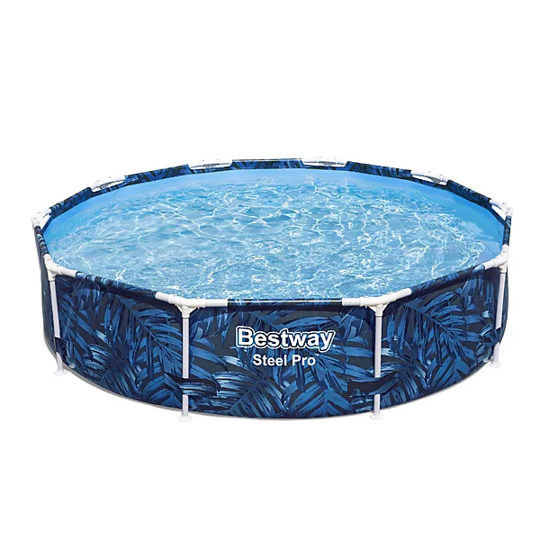 Bestway 10ft Steel Pro Swimming Pool Set, Family Above Ground Round Pool