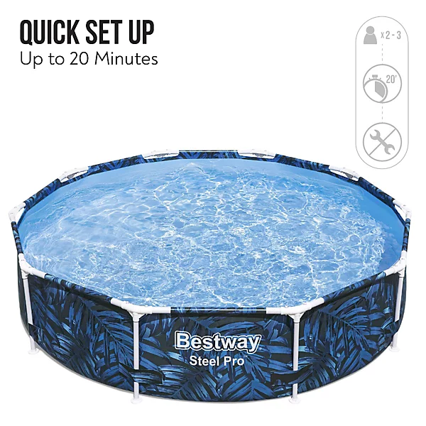 Bestway 10ft Steel Pro Swimming Pool Set, Family Above Ground Round Pool - Image 5